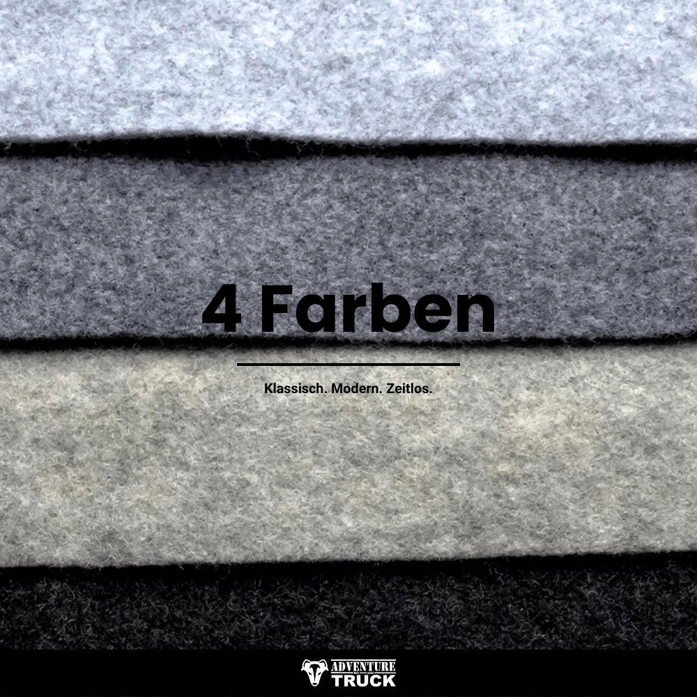 Carpet-Filz in 4 verschiedene Farben Dunkelgrau, Anthrazit, Hellgrau und Graubeige
