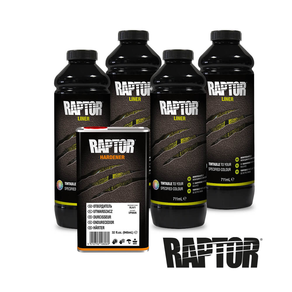 Raptor Lack Beschichtung 4er Set / tönbar, schwarz und alle RAL Farben /  Upol